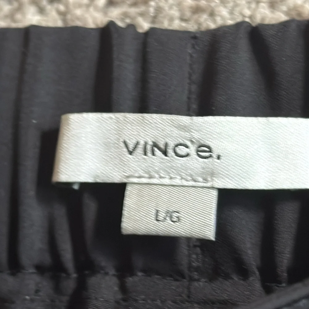 Vince. Large black trouser pants pull on elastic back waist women’s $325 work - Picture 8 of 12